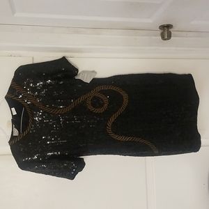 Stenay Vintage Ladies Size 8 petit Black Beaded multi Sequin Dress Short…